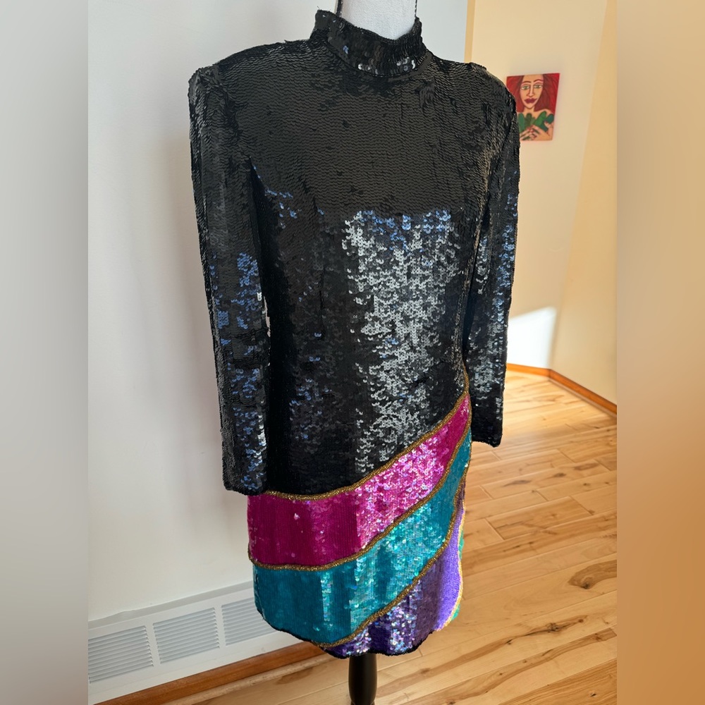 Mob wife glam dress, vintage Scarlet Rage,colorful - Picture 3 of 16